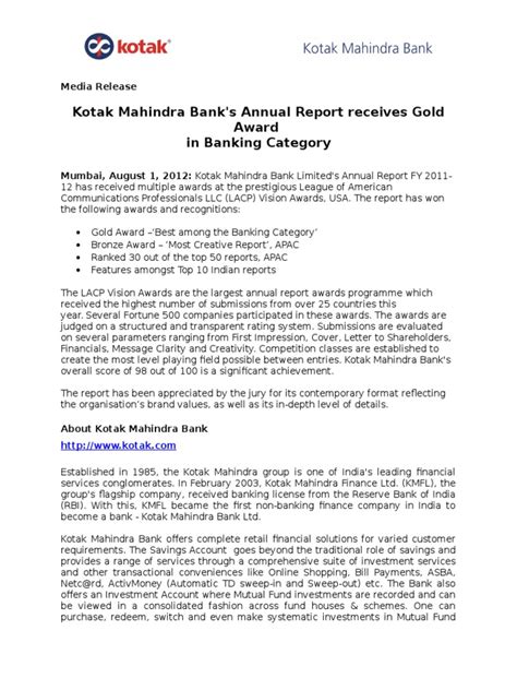 kotak mahindra bank + annual report